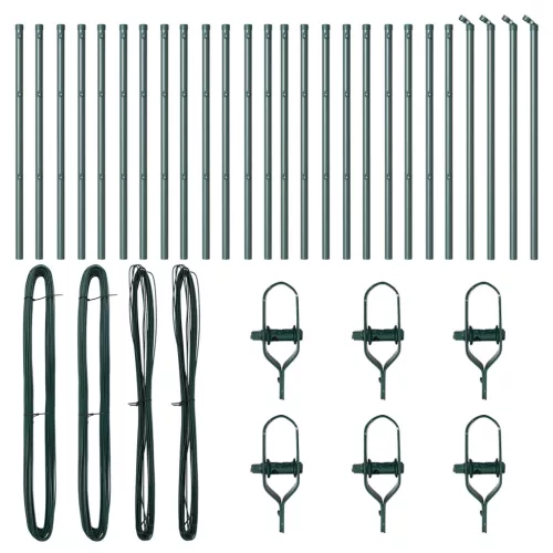vidaXL Kerítésoszlopok 26 db Zöld Ø32 mm 80 cm Galvanizált Acél