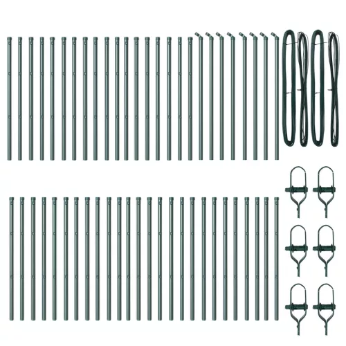 vidaXL Kerítésoszlopok 52 db Zöld Ø32 mm 120 cm Horganyzott Acél