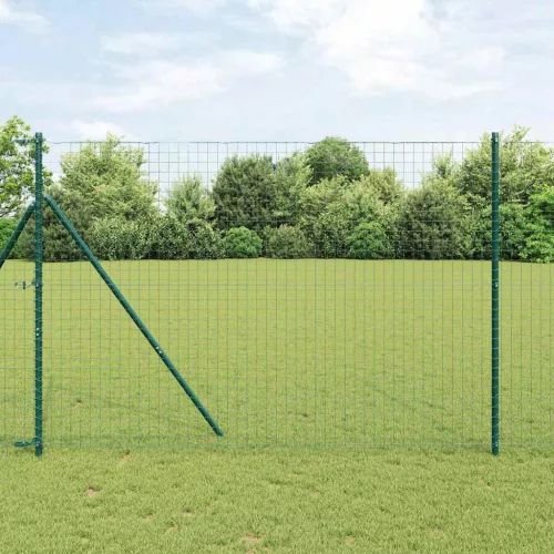 vidaXL Kerítés oszlopokkal Zöld 1.6 x 10 m Acél