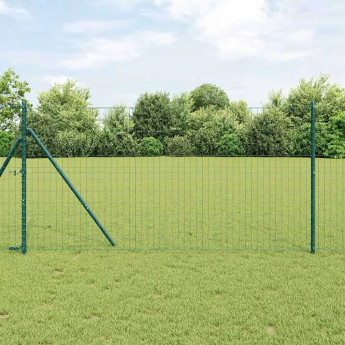 vidaXL Kerítés oszlopokkal Zöld 1.2 x 10 m Acél