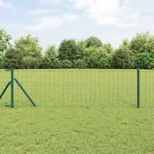 vidaXL Kerítés oszlopokkal Zöld 0,4 x 10 m Acél és PVC