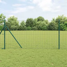 vidaXL Kerítés oszlopokkal Zöld 1 x 10 m Acél
