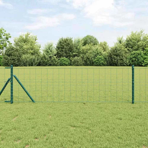 vidaXL Kerítés oszlopokkal Zöld 0,6 x 10 m Acél