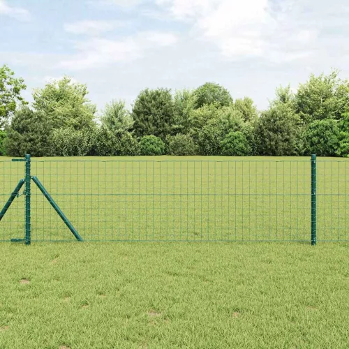 vidaXL Kerítés oszlopokkal Zöld 0.8 x 25 m Acél