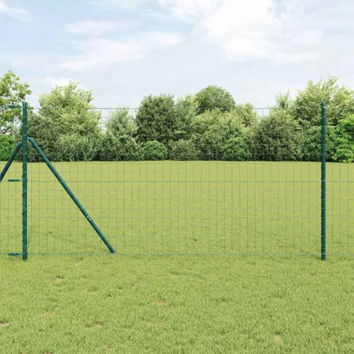 vidaXL Kerítés oszlopokkal Zöld 1.2 x 10 m Acél