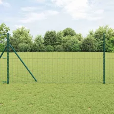 vidaXL Kerítés oszlopokkal Zöld 1.4 x 10 m Acél