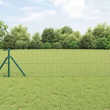 vidaXL Kerítés oszlopokkal Zöld 0,6 x 25 m Acél