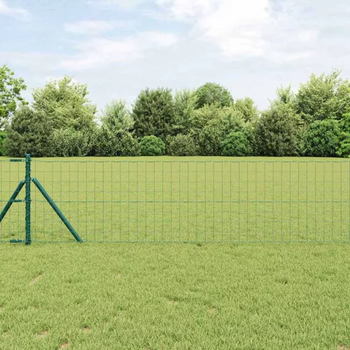 vidaXL Kerítés oszlopokkal Zöld 0,6 x 25 m Acél
