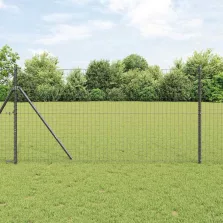vidaXL Kerítés oszlopokkal Szürke 1 x 10 m Acél