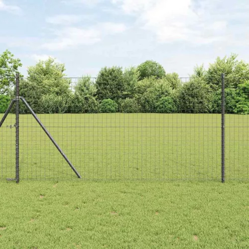 vidaXL Kerítés oszlopokkal Szürke 1 x 10 m Acél