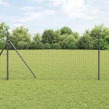 vidaXL Kerítés oszlopokkal Szürke 1 x 10 m Acél