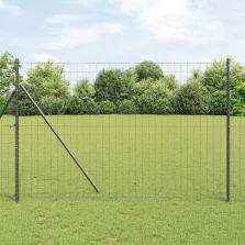vidaXL Kerítés oszlopokkal Szürke 1.6 x 10 m Acél