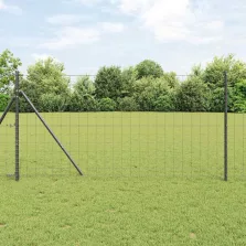 vidaXL Kerítés oszlopokkal Szürke 1.4 x 10 m Acél