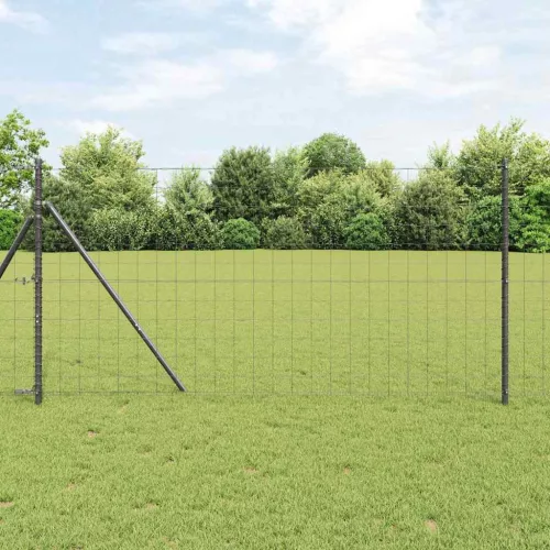 vidaXL Kerítés oszlopokkal Szürke 1.4 x 10 m Acél