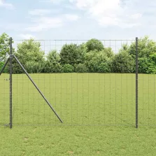 vidaXL Kerítés oszlopokkal Szürke 1.6 x 10 m Acél