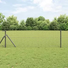 vidaXL Kerítés oszlopokkal Szürke 0,6 x 25 m Acél