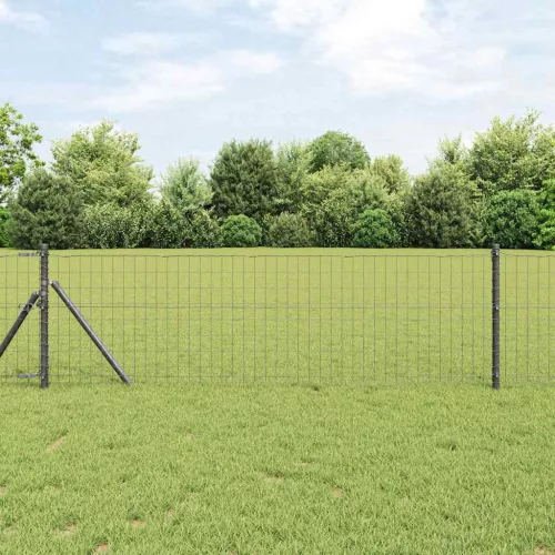 vidaXL Kerítés oszlopokkal Szürke 0.8 x 25 m Acél