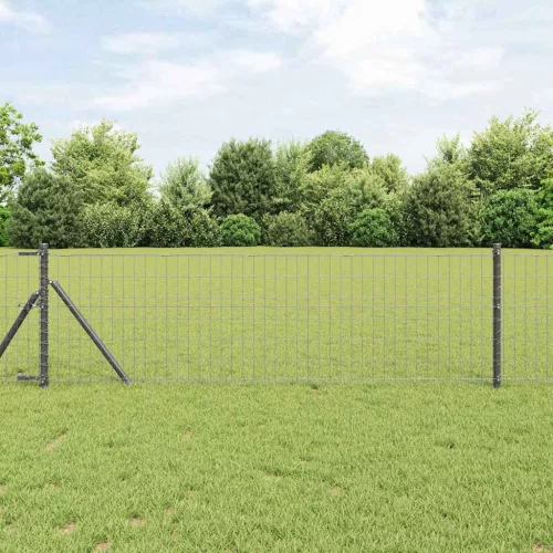 vidaXL Kerítés oszlopokkal Szürke 0,6 x 25 m Acél
