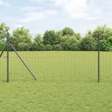 vidaXL Kerítés oszlopokkal Szürke 1 x 25 m Acél