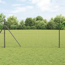 vidaXL Kerítés oszlopokkal Szürke 1.4 x 10 m Acél