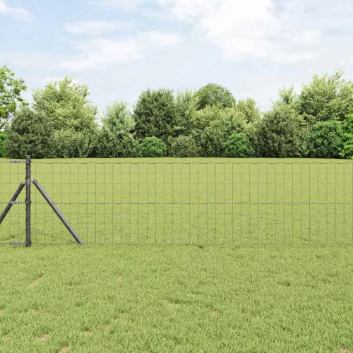 vidaXL Kerítés oszlopokkal Szürke 0.6 x 50 m Acél
