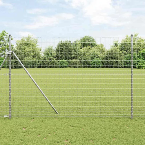 vidaXL Kerítés oszlopokkal Ezüst 1.6 x 10 m Acél