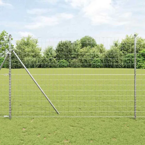 vidaXL Kerítés oszlopokkal Ezüst 1.6 x 10 m Acél