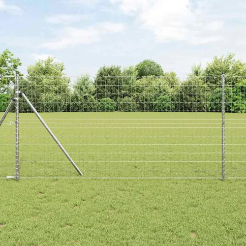 vidaXL Kerítés oszlopokkal Ezüst 1 x 25 m Acél
