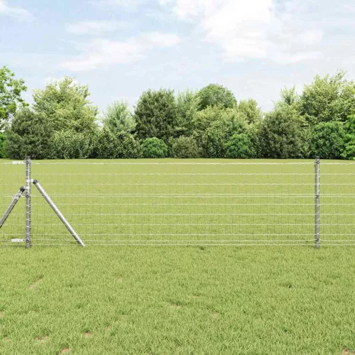 vidaXL Kerítés oszlopokkal Ezüst 0.4 x 50 m Acél