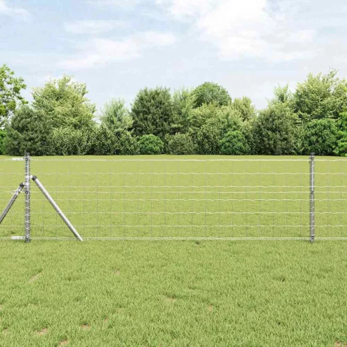 vidaXL Kerítés oszlopokkal Ezüst 0.4 x 50 m Acél