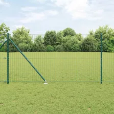 vidaXL Kerítés oszlopokkal Zöld 1.2 x 10 m Acél