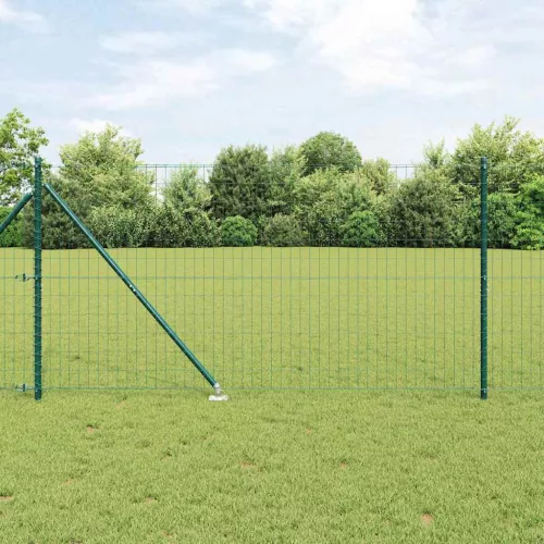 vidaXL Kerítés oszlopokkal Zöld 1.2 x 10 m Acél