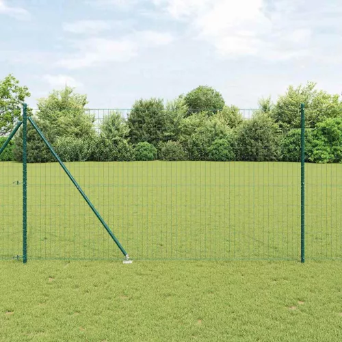vidaXL Kerítés oszlopokkal Zöld 1.6 x 10 m Acél