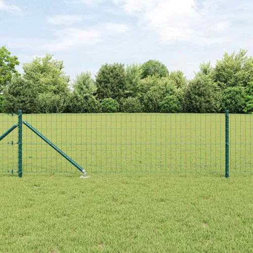 vidaXL Kerítés oszlopokkal Zöld 0.8 x 25 m Acél