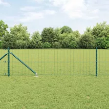 vidaXL Kerítés oszlopokkal Zöld 0,6 x 25 m Acél