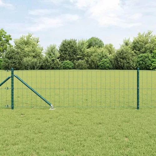 vidaXL Kerítés oszlopokkal Zöld 0,6 x 25 m Acél