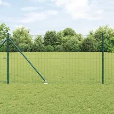 vidaXL Kerítés oszlopokkal Zöld 1 x 25 m Acél