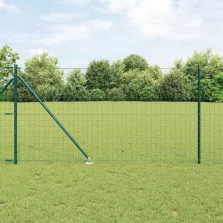 vidaXL Kerítés oszlopokkal Zöld 1.4 x 10 m Acél