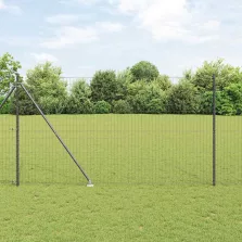   vidaXL Kerítés oszlopokkal Szürke 1,6 x 10 m Acél és PVC