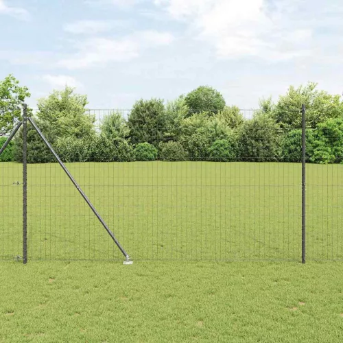 vidaXL Kerítés oszlopokkal Szürke 1,6 x 10 m Acél és PVC
