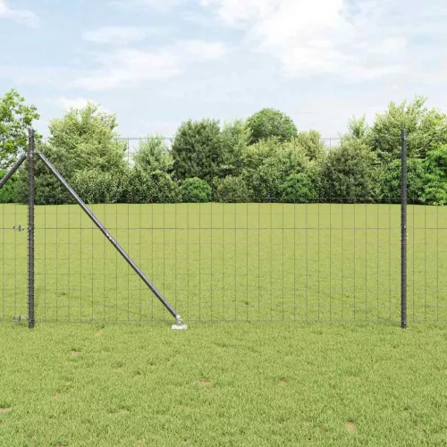 vidaXL Kerítés oszlopokkal Szürke 1.4 x 10 m Acél