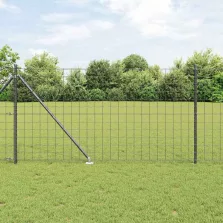 vidaXL Kerítés oszlopokkal Szürke 1.2 x 10 m Acél