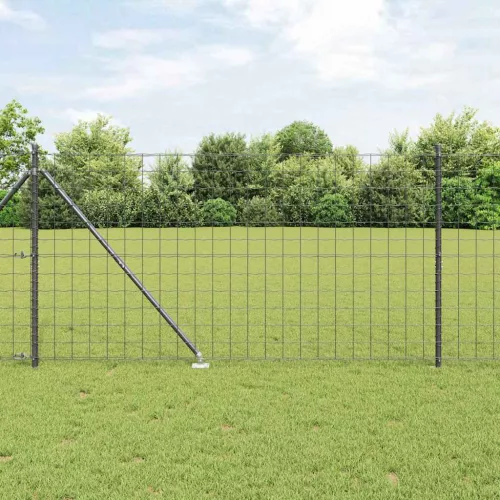 vidaXL Kerítés oszlopokkal Szürke 1.4 x 10 m Acél