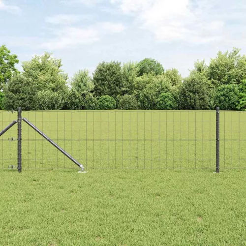 vidaXL Kerítés oszlopokkal Szürke 0.8 x 25 m Acél