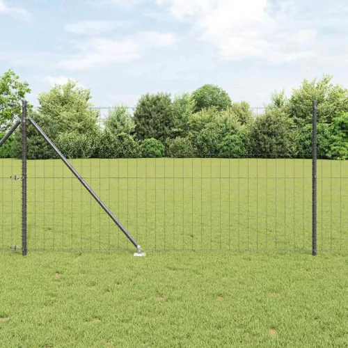 vidaXL Kerítés oszlopokkal Szürke 1 x 25 m Acél
