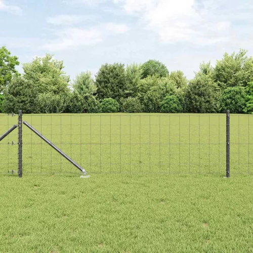 vidaXL Kerítés oszlopokkal Szürke 0,4 x 25 m Acél