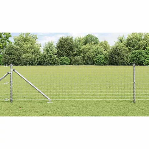 vidaXL Kerítés oszlopokkal Ezüst 0,6 x 10 m Acél