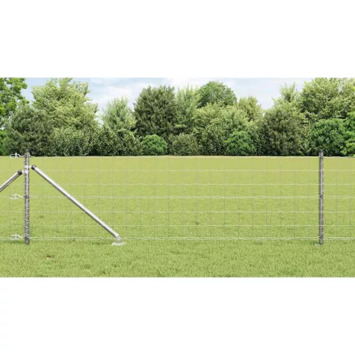 vidaXL Kerítés oszlopokkal Ezüst 0.8 x 25 m Acél