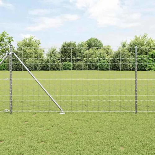 vidaXL Kerítés oszlopokkal Ezüst 1.2 x 25 m Acél