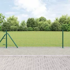 vidaXL Kerítés oszlopokkal Zöld 0,6 x 10 m Acél